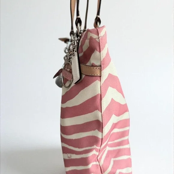 Y2k Coach Pink & Cream Zebra Tote Shoulder Bag Glam‎ Girly Preppy - Picture 4 of 9
